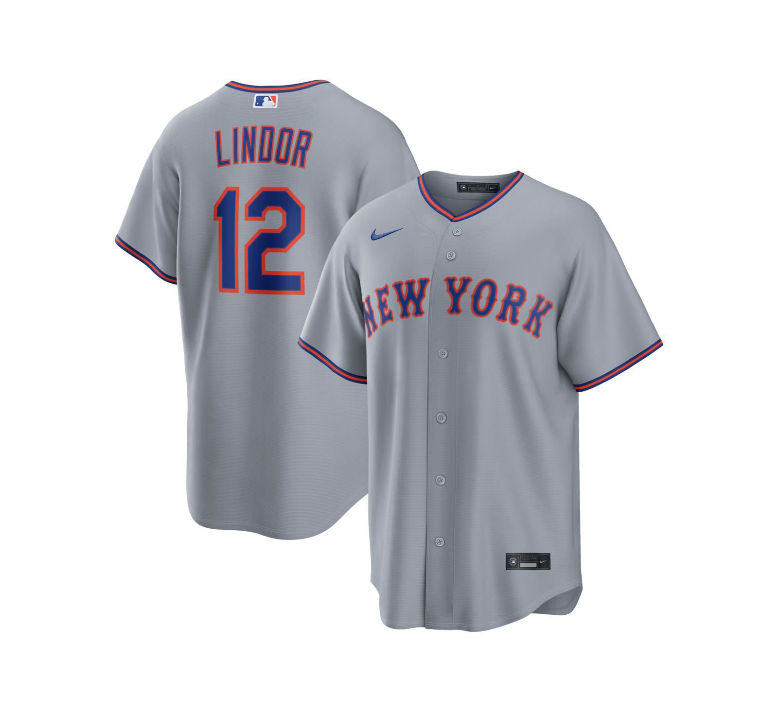 Мужская джерси Nike Francisco Lindor Gray New York Mets Road Replica