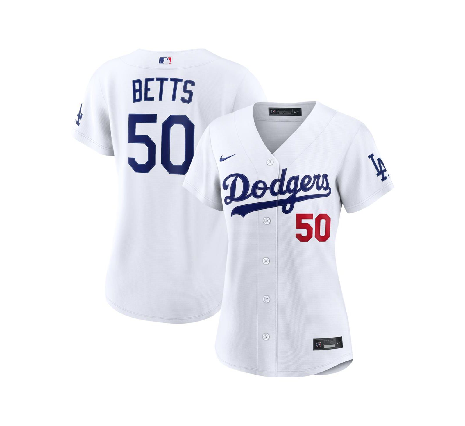 Женская джерси Nike Mookie Betts White Los Angeles Dodgers Home Stadium