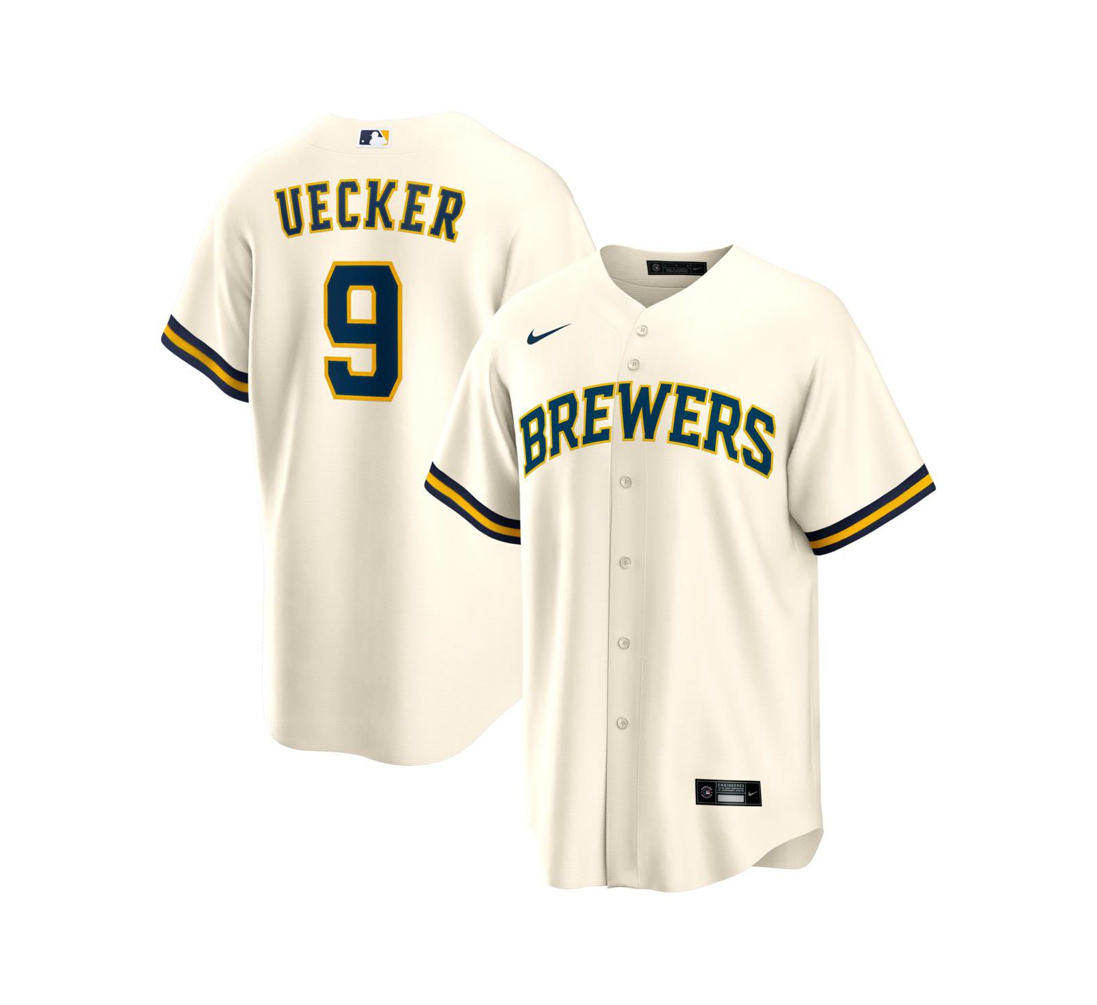 Nike мужская репличная домашняя джерси Bob Uecker Milwaukee Brewers, кремовая, вышедший в отставку игрок