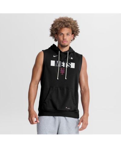 Nike Men's Black New York Mets Authentic Collection Standard Issue Dri-FIT Sleeveless Hoodie