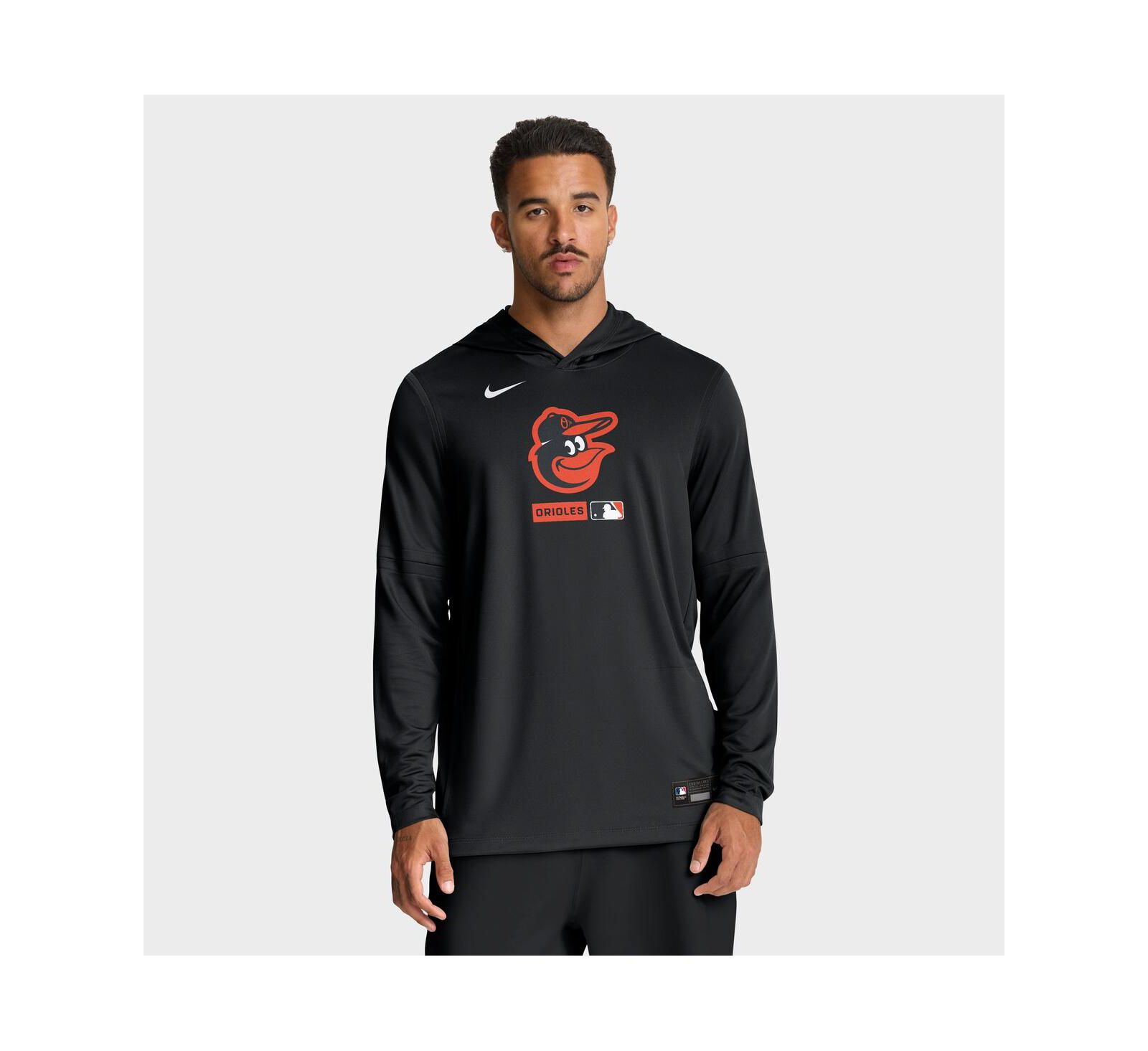 Мужское черное худи Nike Baltimore Orioles Authentic Collection Dri-FIT с длинным рукавом