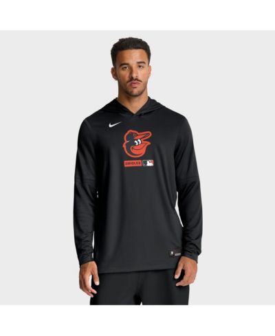 Мужское черное худи Nike Baltimore Orioles Authentic Collection Dri-FIT с длинным рукавом