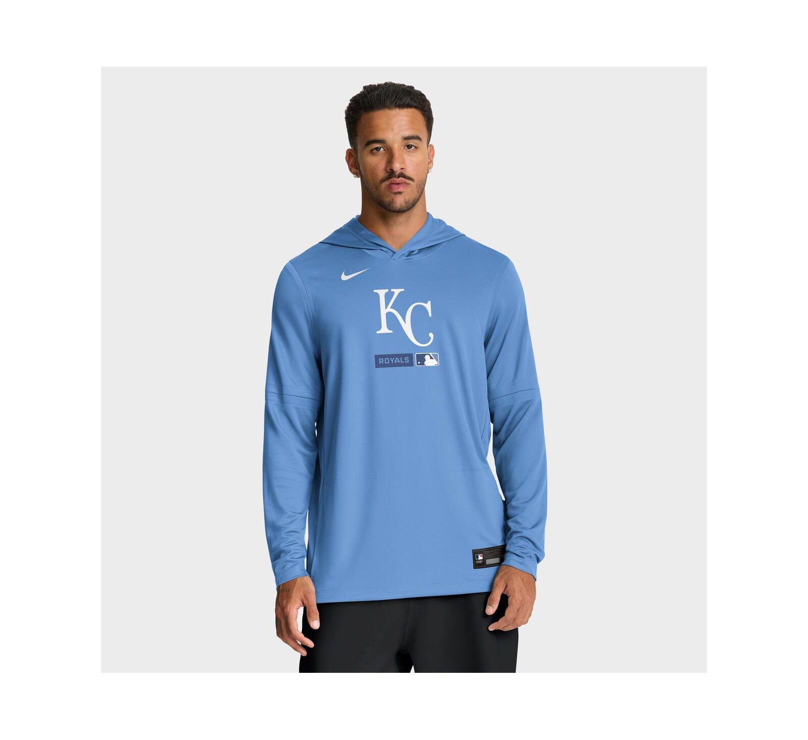 Мужское худи Nike Light Blue Kansas City Royals Authentic Collection Dri-FIT с длинным рукавом