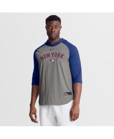 Nike Men's Gray New York Mets Authentic Collection Flux Dri-FIT Raglan 3/4-Sleeve Hoodie