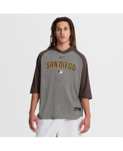 Nike Men's Gray San Diego Padres Authentic Collection Flux Dri-FIT Raglan 3/4-Sleeve Hoodie