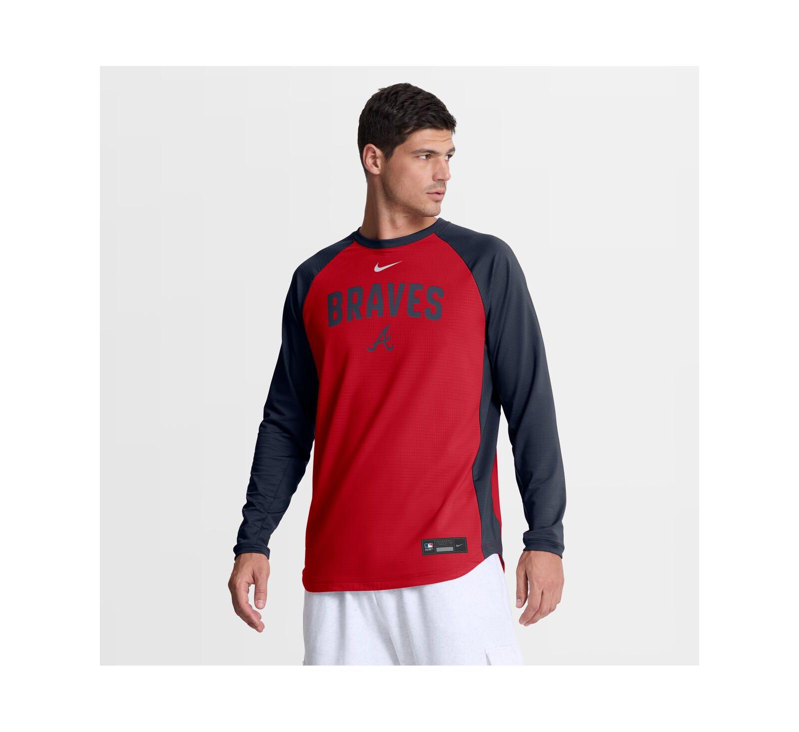 Nike Мужская свитшот Nike Atlanta Braves Red Raglan Dri-FIT