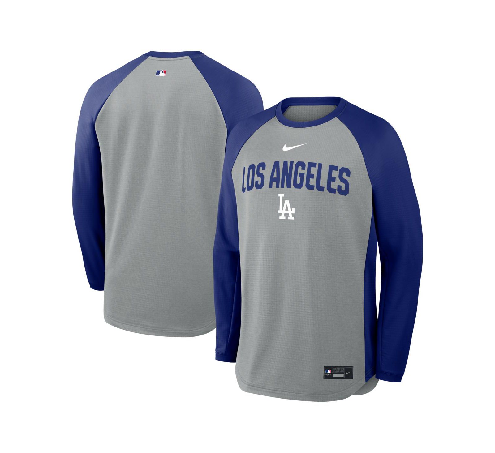 Nike Men's Heather Charcoal Los Angeles Dodgers Authentic Collection Raglan Dri-FIT Sweatshirt