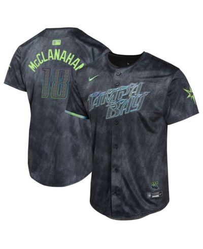 Nike Джерси Shane McClanahan Tampa Bay Rays 2024 City Connect Limited для мальчиков и девочек, угольный цвет