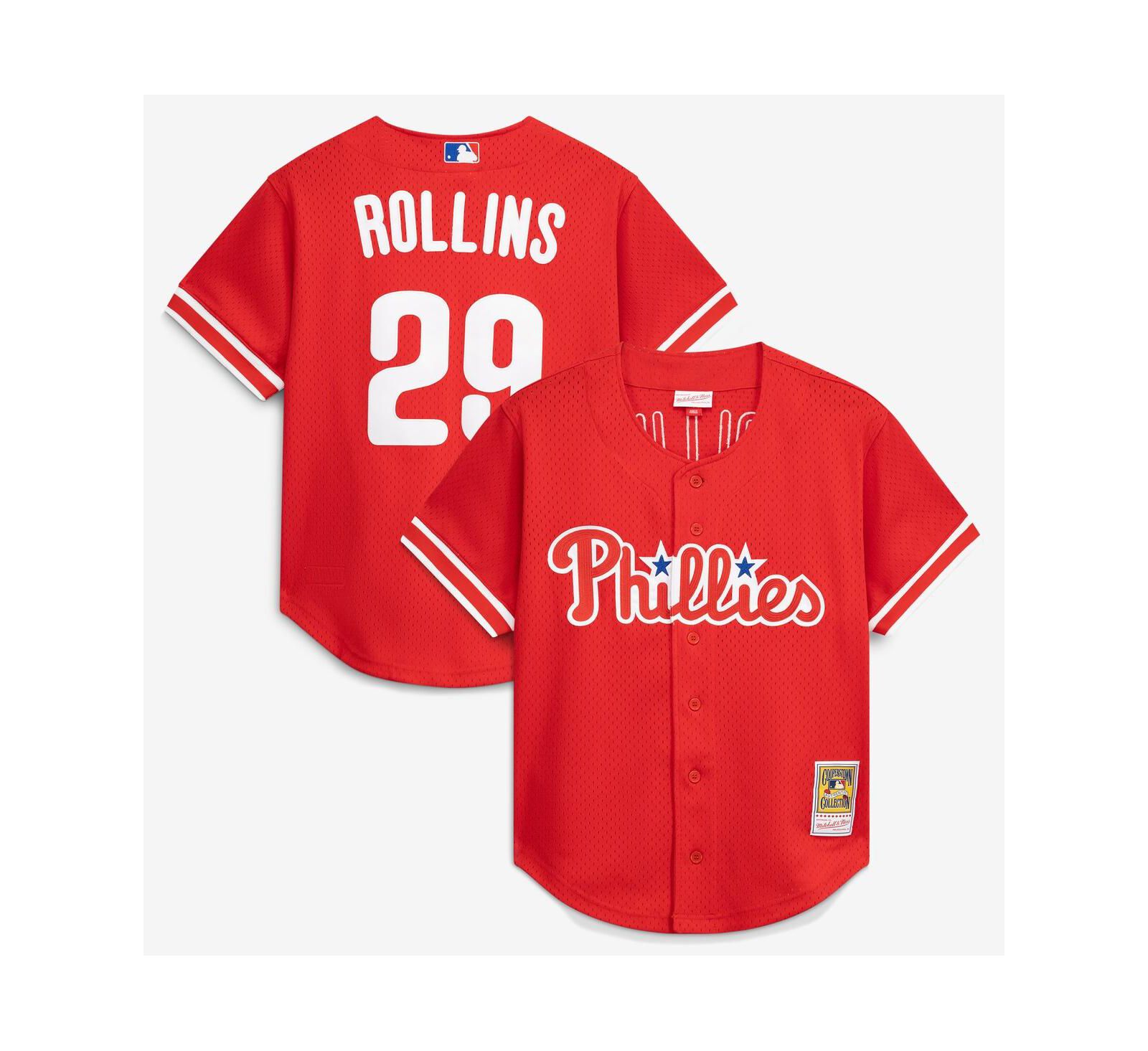 Mitchell & Ness Мужская джерси Jimmy Rollins Red Philadelphia Phillies Cooperstown Mesh