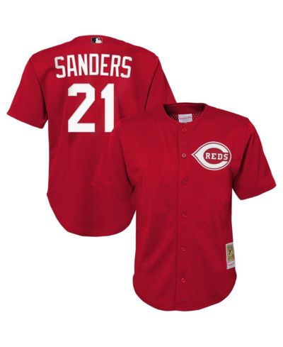 Детская джерси Mitchell & Ness Deion Sanders Red Cincinnati Reds Cooperstown Mesh Batting Practice