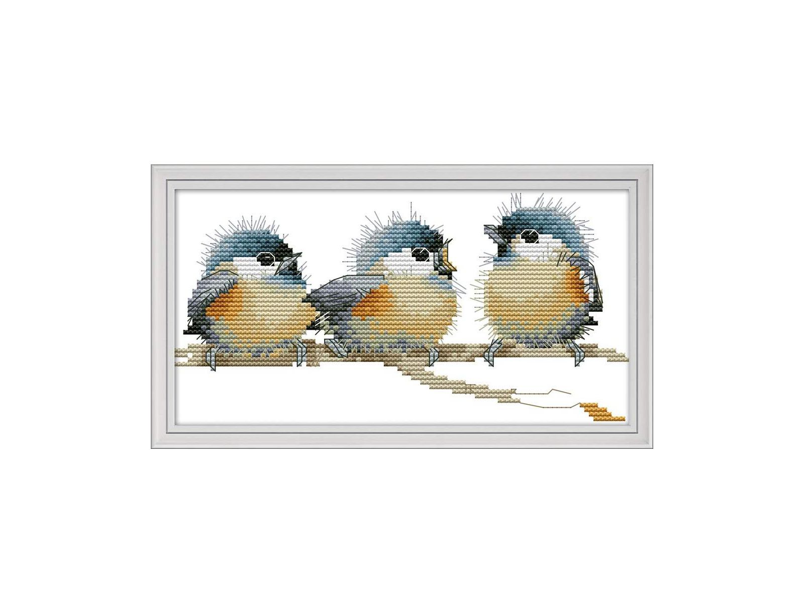 GNUADZ Cross Stitch Embroidery Kit Three Birds Easy Patterns DIY Supplies Christmas Gift Counted Needlework Set