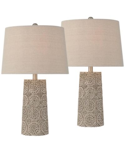 360 Lighting Lavinia 24 1/2" High Carved Stone Motif Table Lamp Set of 2