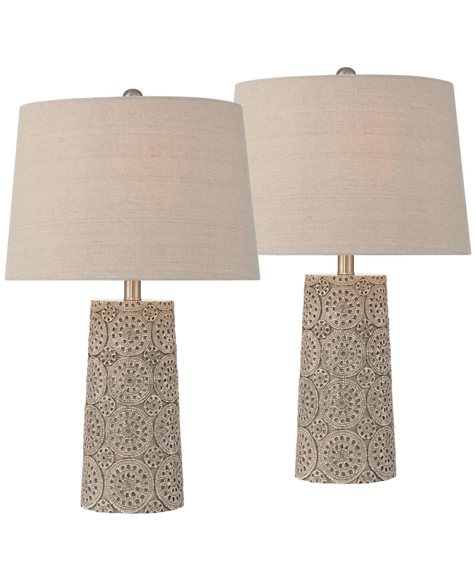 Набор из 2 настольных ламп 360 Lighting Lavinia 24 1/2"H с резным каменным мотивом и диммером