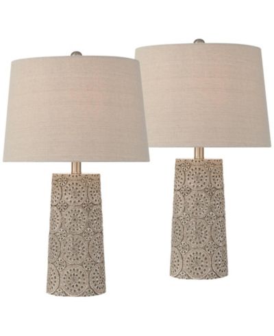 Набор из 2 настольных ламп 360 Lighting Lavinia 24 1/2"H с резным каменным мотивом и диммером