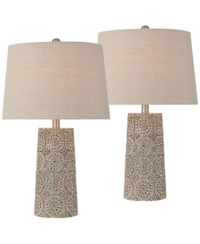 360 Lighting Lavinia 24 1/2"H Carved Stone Motif Table Lamp Set of 2 with Dimmer