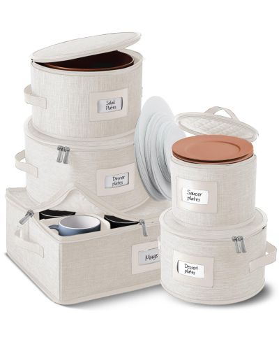 Контейнеры для хранения StorageBud Fine China, набор из 5 шт. с разделителями из фетра