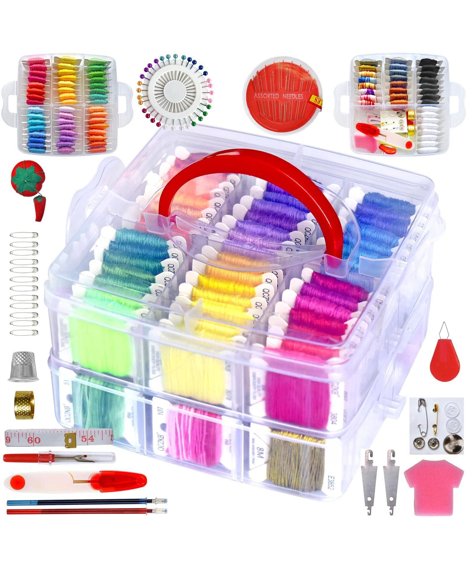 GNUADZ 188 набор ниток для вышивания Cross Threads Friendship Bracelet String 2-Tier Transparent Box Bobbins Kits