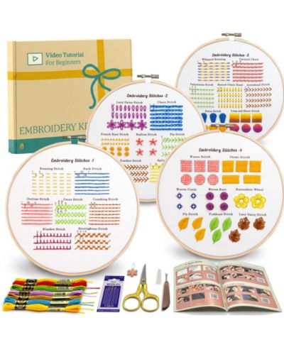 GNUADZ Classic Embroidery Stitches Practice Kit Beginner Adults Hand Learning Stitches