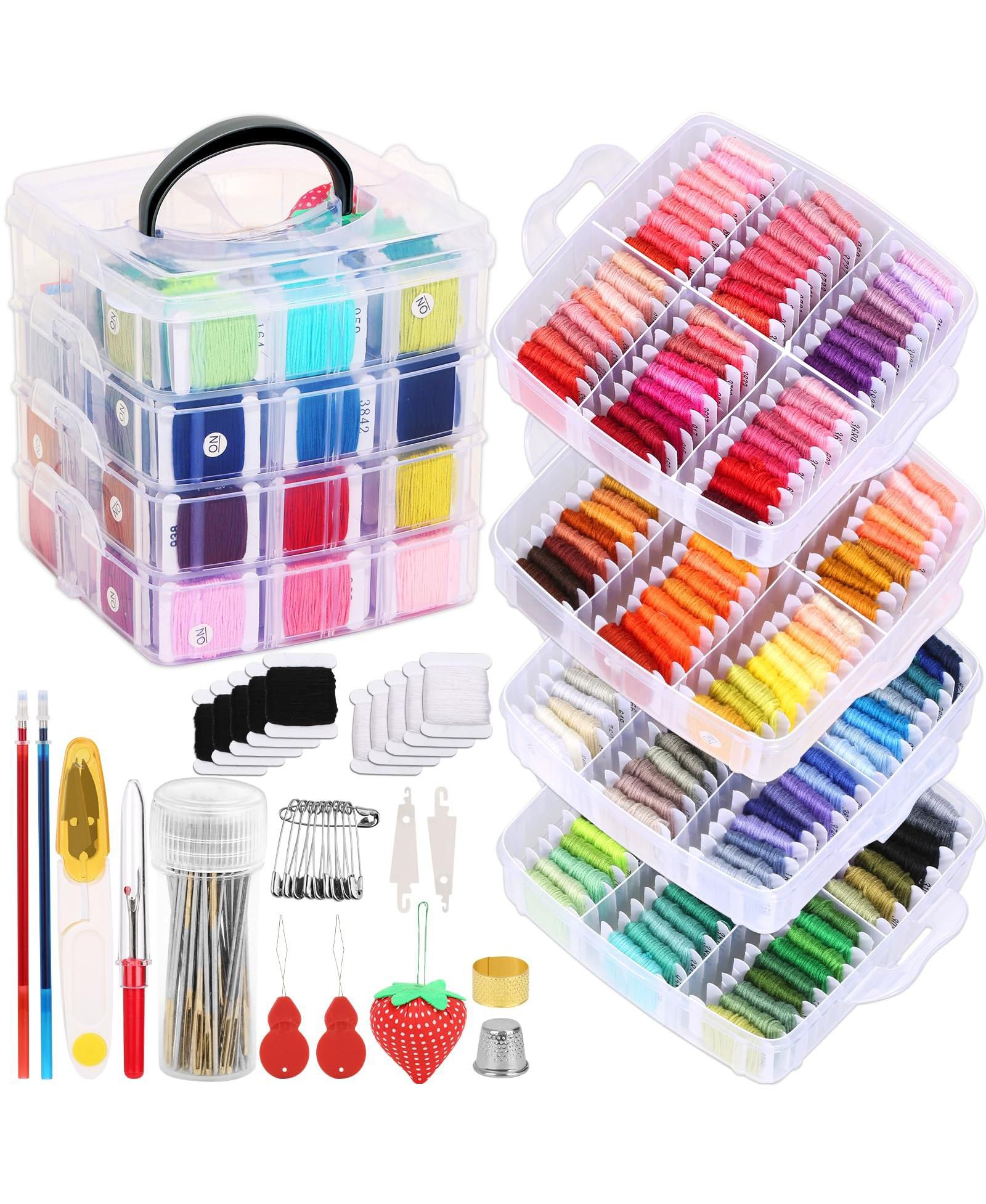GNUADZ 276 pack Embroidery Floss Thread Kit 210 Colors Cross Stitch Sewing Accessories Storage Box