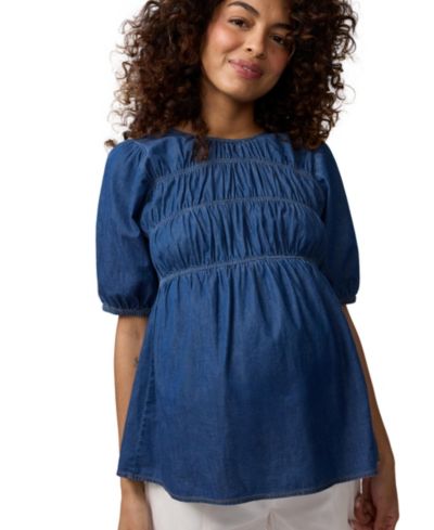 Ingrid + Isabel Maternity Ingrid & Isabel Short Sleeve Chambray Smocked Top