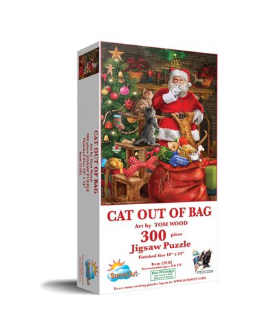SunsOut Cat out of the Bag пазл на 300 деталей для взрослых, Рождество