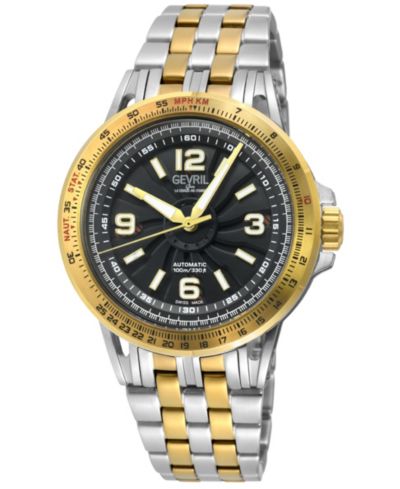 Gevril Men's Wind master Swiss Automatic Two toned SS IPYG Bracelet Watch