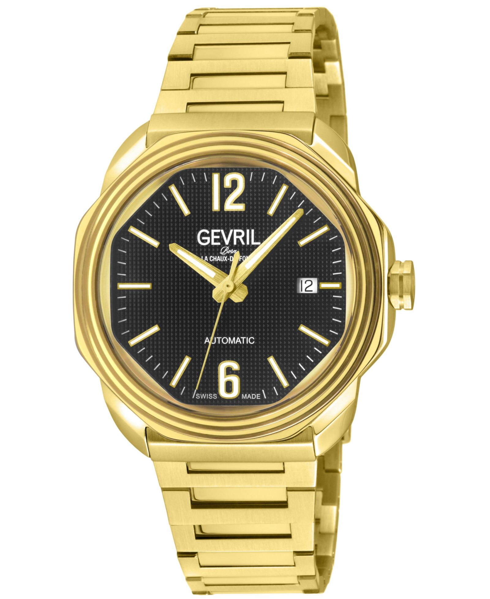 Gevril Men's Roosevelt Swiss Automatic IP Bracelet Watch