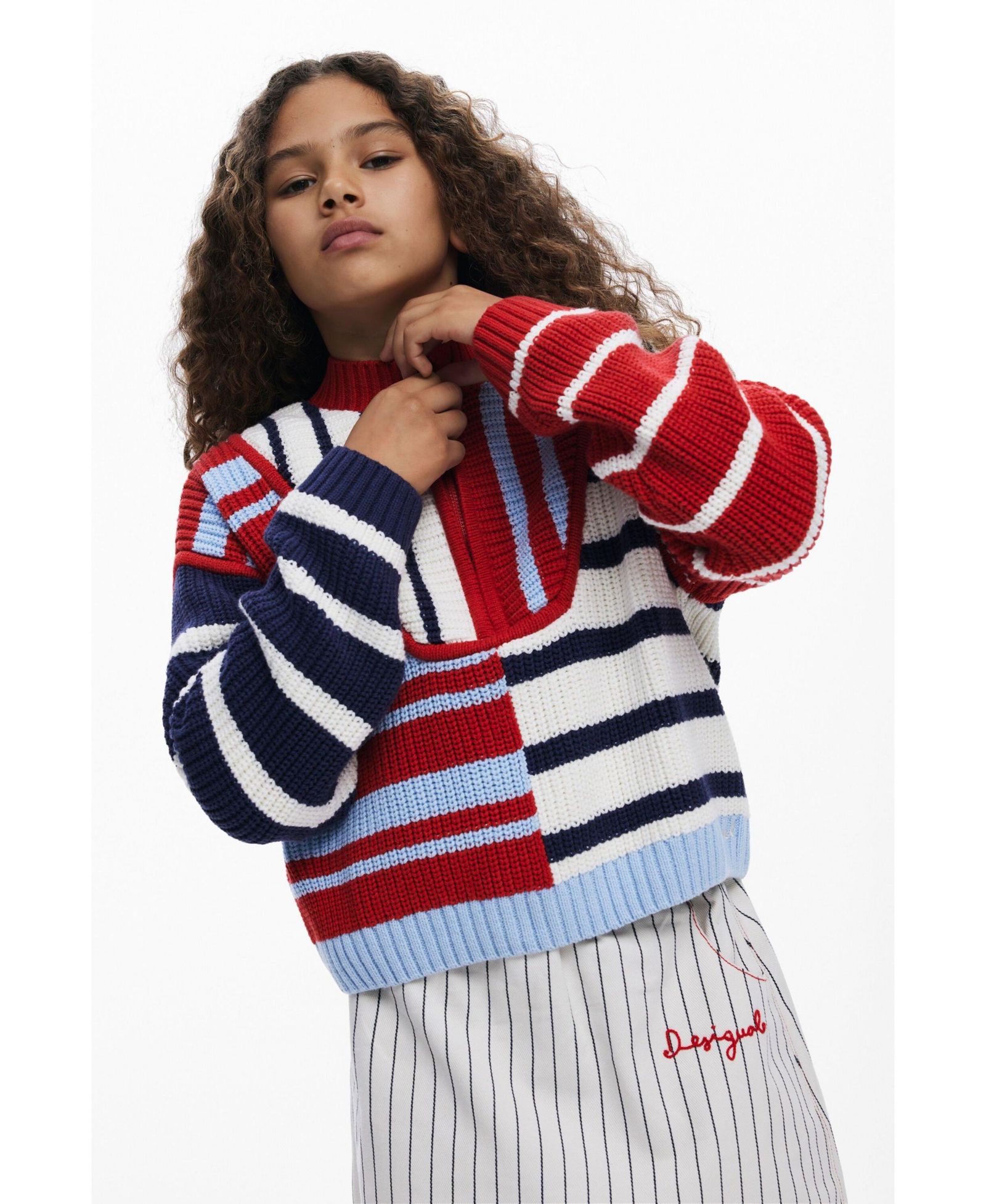 Детский полосатый свитер Desigual с молнией