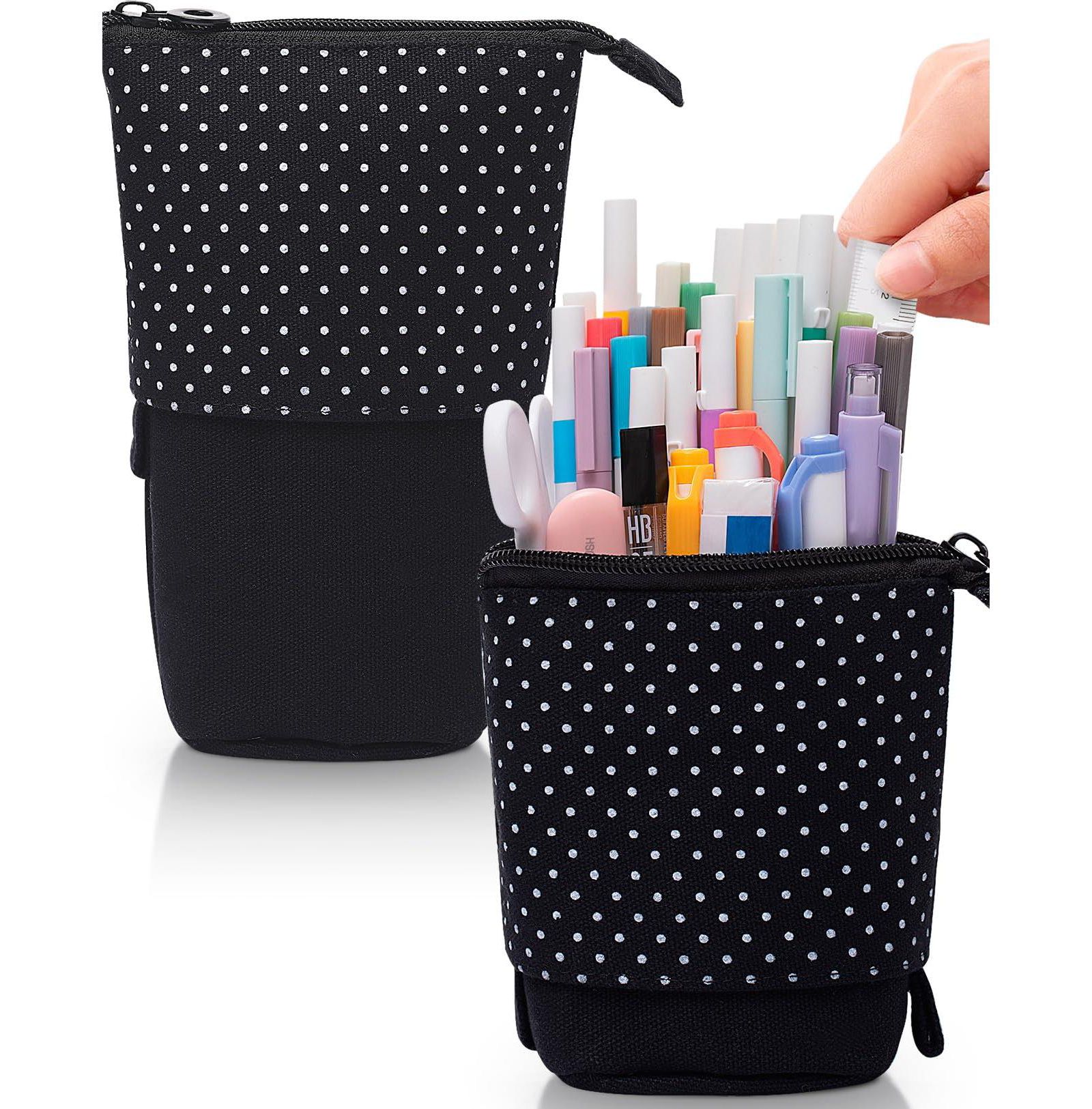 GNUADZ Standing Pencil Case Cute Stand Up Pouch Telescopic Pen Holder School Office Supplies
