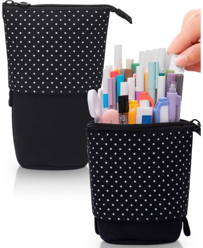 GNUADZ Standing Pencil Case Cute Stand Up Pouch Telescopic Pen Holder School Office Supplies