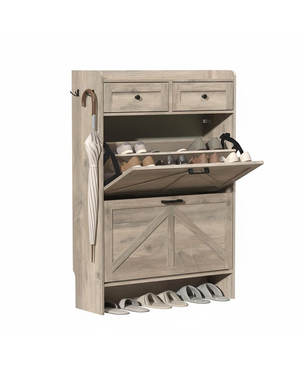 Узкий шкаф для обуви YIGII Rustic Farmhouse с большой вместимостью
