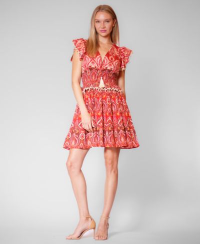 julia jordan Women's Smocked Waist Pull-On Short Dress
