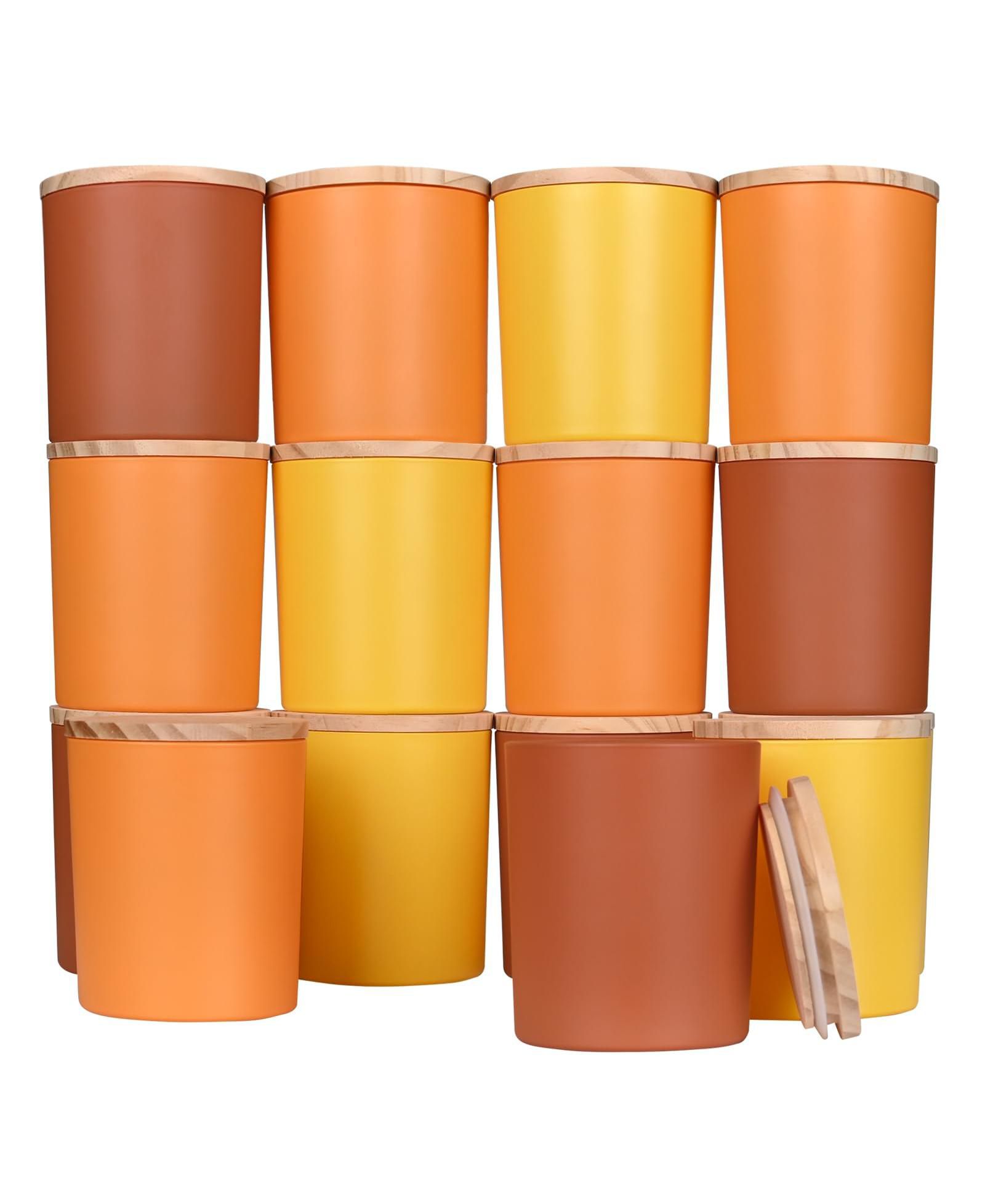 GNUADZ 15pcs Candle Jars With Wood Lids Empty Sample Container Thick Glass Matte 10oz