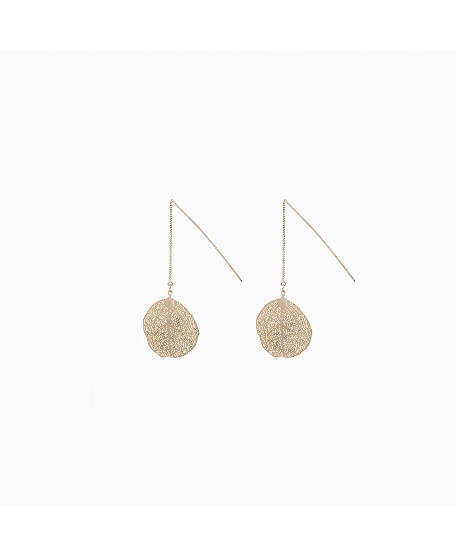 Bearfruit Jewelry Sienna Textured Leaf Disc Threader Earrings Sculptural Trendy