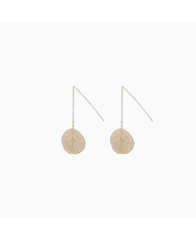 Bearfruit Jewelry Sienna Textured Leaf Disc Threader Earrings Sculptural Trendy