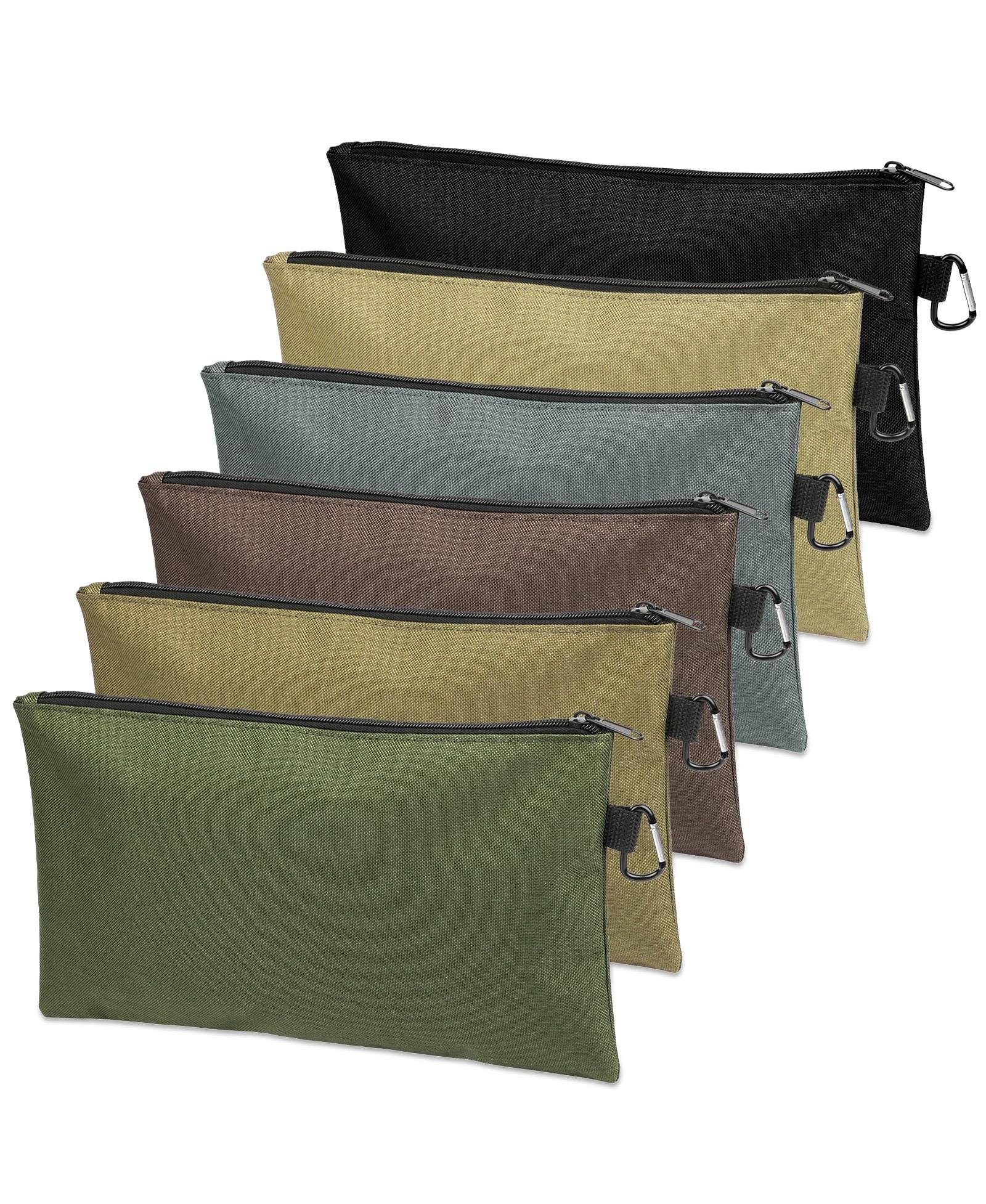 GNUADZ 6 Pack Tool Bag Zipper Pouch Utility Multipurpose Storage Organizer Carabiner Metal