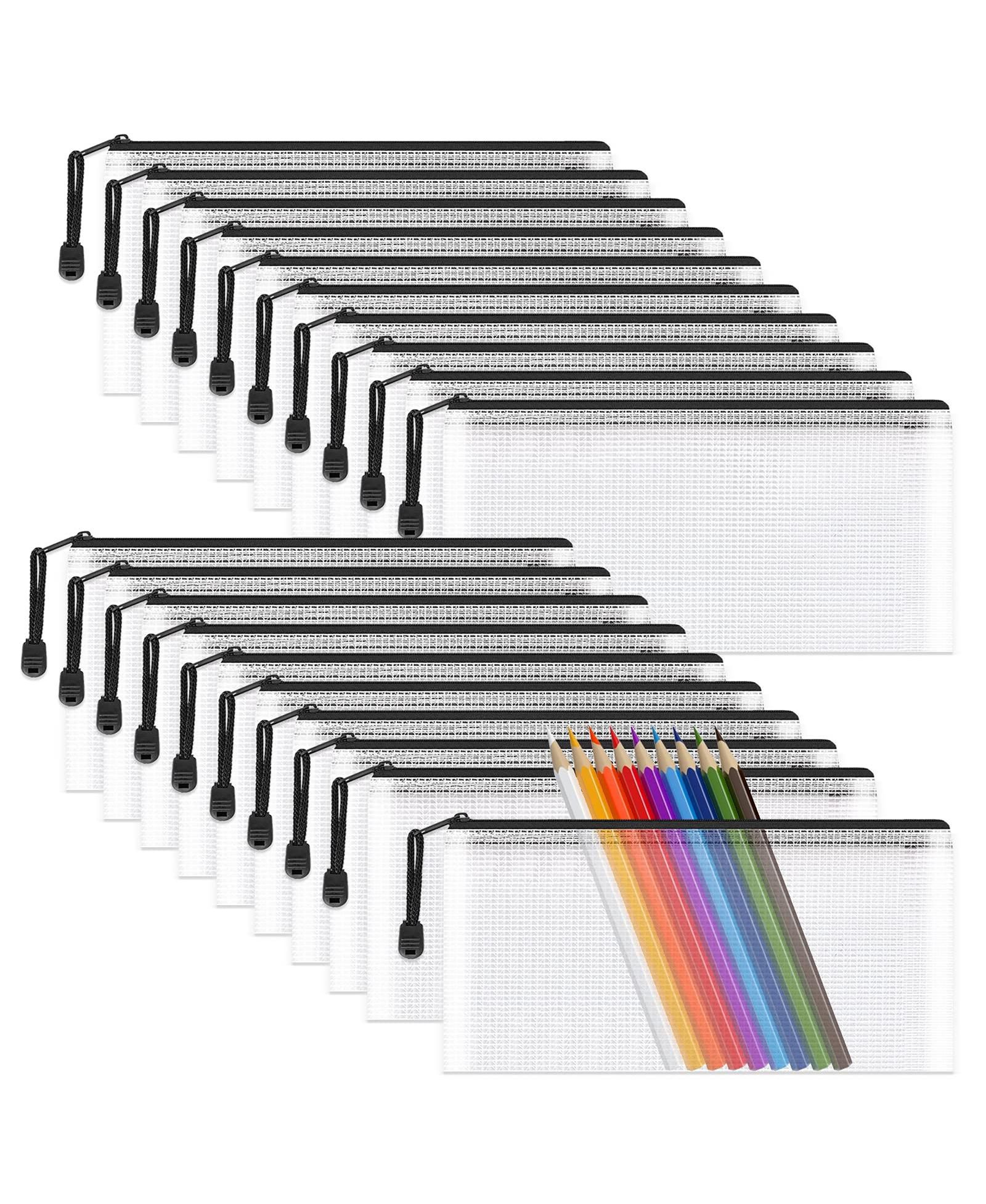 GNUADZ 20pcs Mesh Zipper Pouch A6 Clear Pencil Case Travel Storage Bag