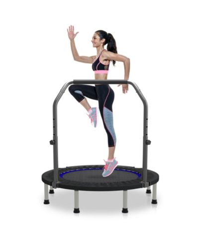 ZENOVA 48" Mini Trampoline Foldable Exercise Rebounder with Adjustable Bar Fitness Trampoline,Exercise for Adults Indoor