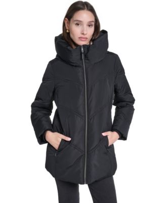 Cole Haan Women's Hooded Chevron-Quilted Puffer Jacket