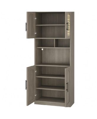 gaomon Pantry Cabinet with Countertop and LED Light Strip