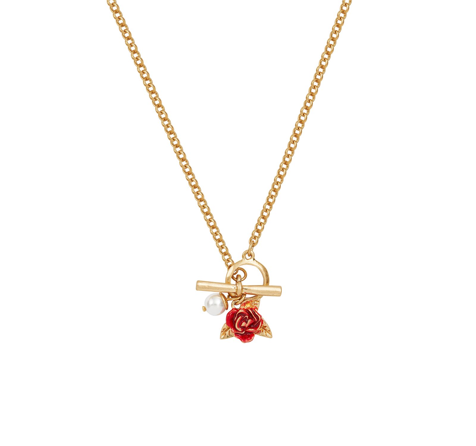 Ожерелье Fable England English Rose Pearl Gold Chain