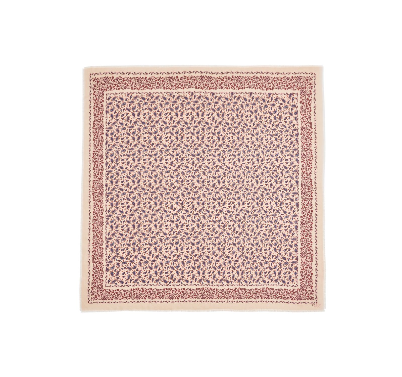Fable England Paisley Folk Caramel Square Scarf