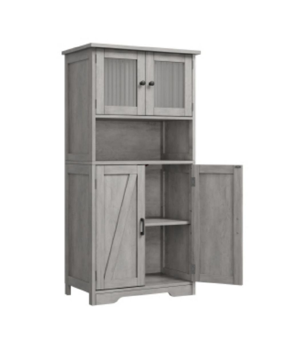 gaomon Tall Bathroom Storage Cabinet with 4 Doors and Adjustable Shelves
