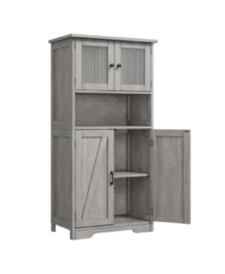 gaomon Tall Bathroom Storage Cabinet with 4 Doors and Adjustable Shelves
