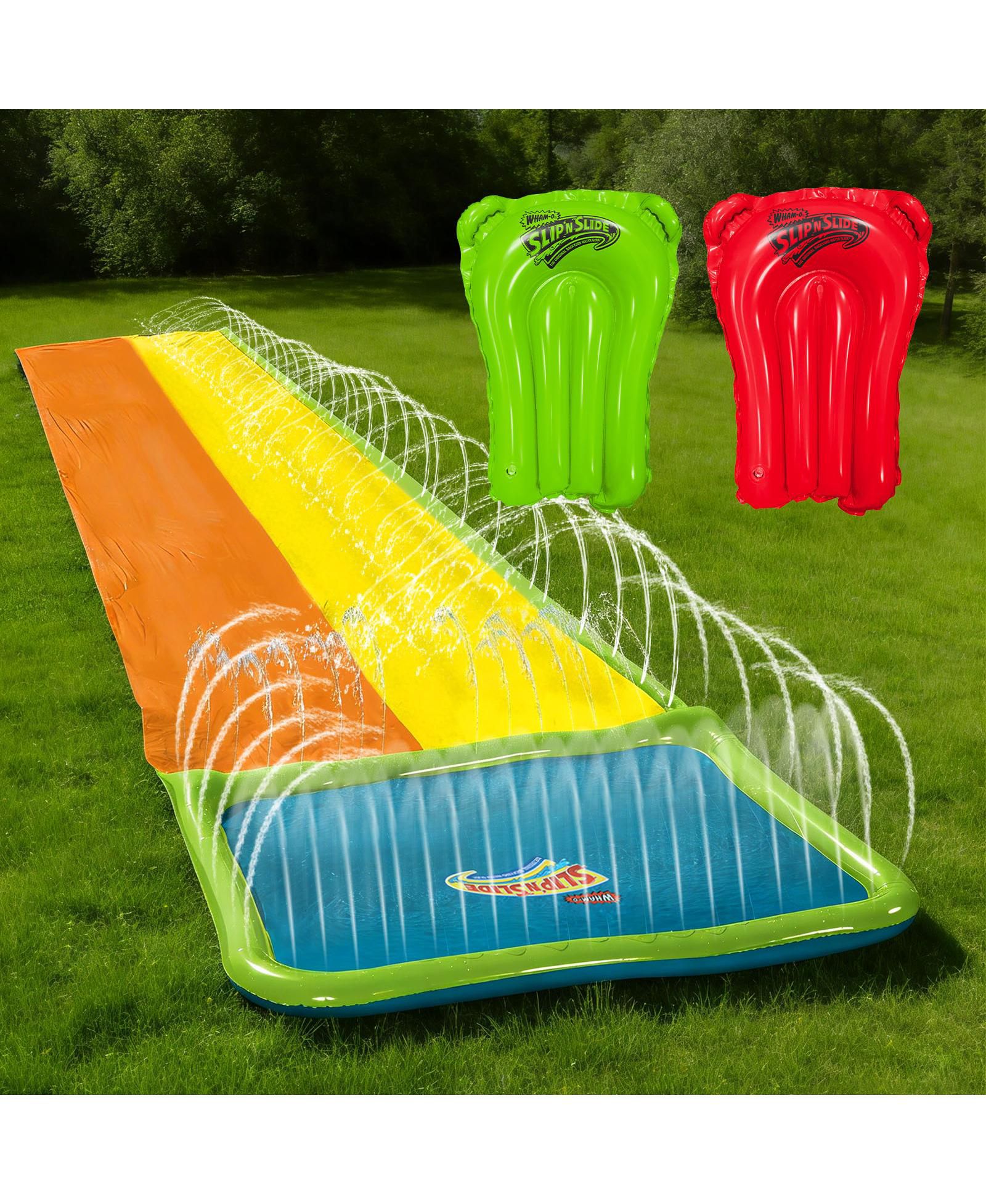 Водная горка Slip N Slide, 18 футов, для детей, с двумя полосами, включает 2 бодиборда