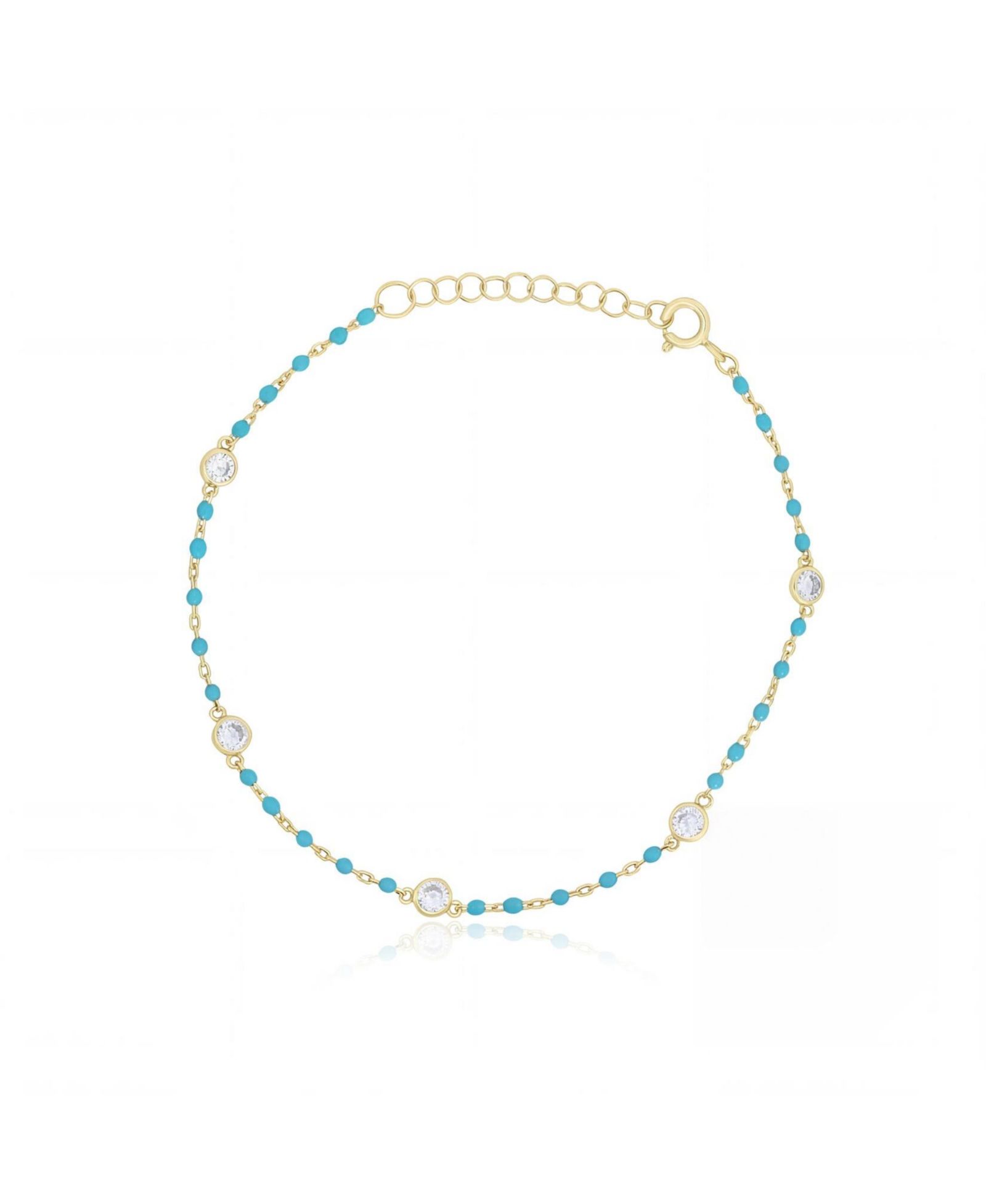 Браслет The Lovery Enamel Bead CZ Chain из стерлингового серебра с покрытием 14K Gold
