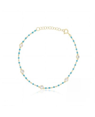 The Lovery Enamel Bead CZ Chain Bracelet 14K Gold Plated Sterling Silver