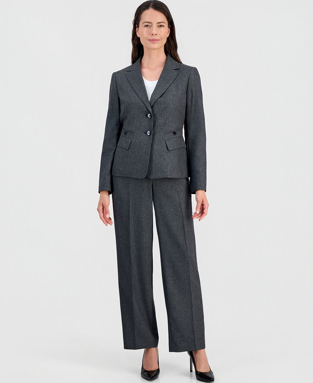 Le Suit Women's Four-Pocket Jacket & Fly-Front Wide-Leg Pants Suit
