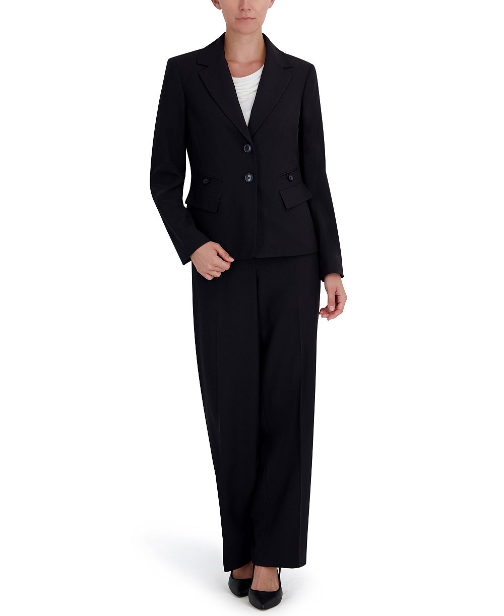 Le Suit Women's Four-Pocket Jacket & Fly-Front Wide-Leg Pants Suit