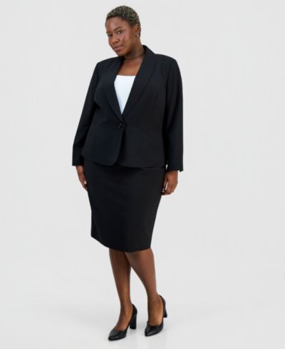 Костюм Le Suit Plus Size с однопуговичной курткой и юбкой